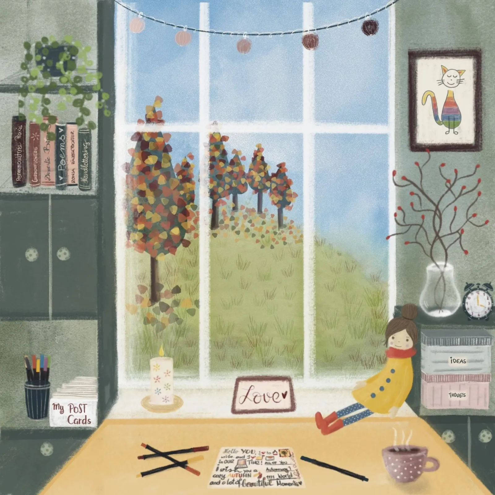 CARTOLINA POSTALE D'AMORE pellicola backlit da Inge Hauser Illustration