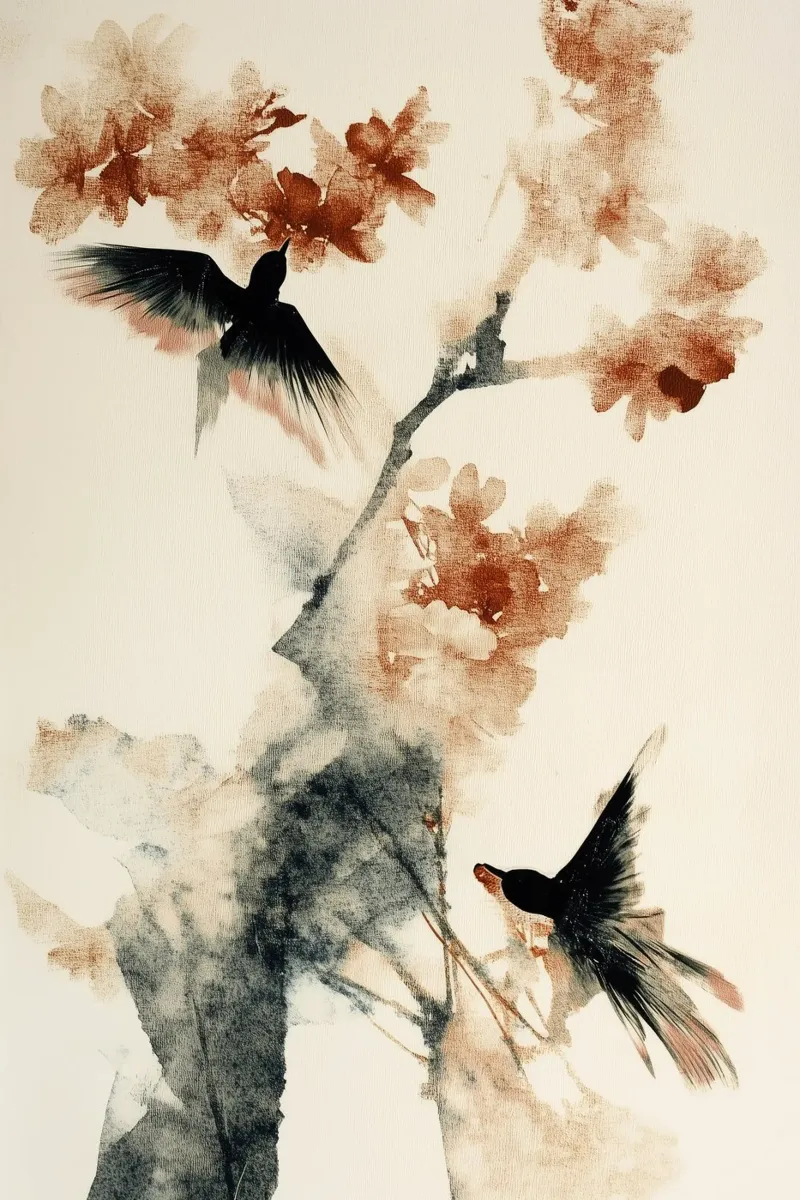Cherry Birds alu-dibond by treechild