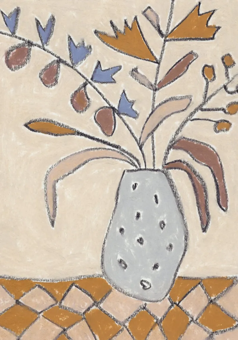Natura morta con un vaso di fiori autunnali carta hahnemühle da Alisa Galitsyna