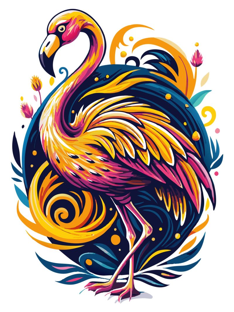 Bunte Flamingo Illustration - Lebendige und tropische Vogel Poster von Artnesia