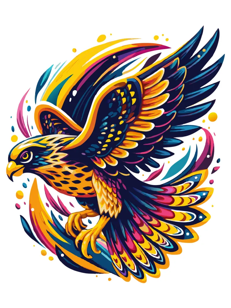 Illustrazione di un falco maestoso poster con telaio in plastica da Artnesia