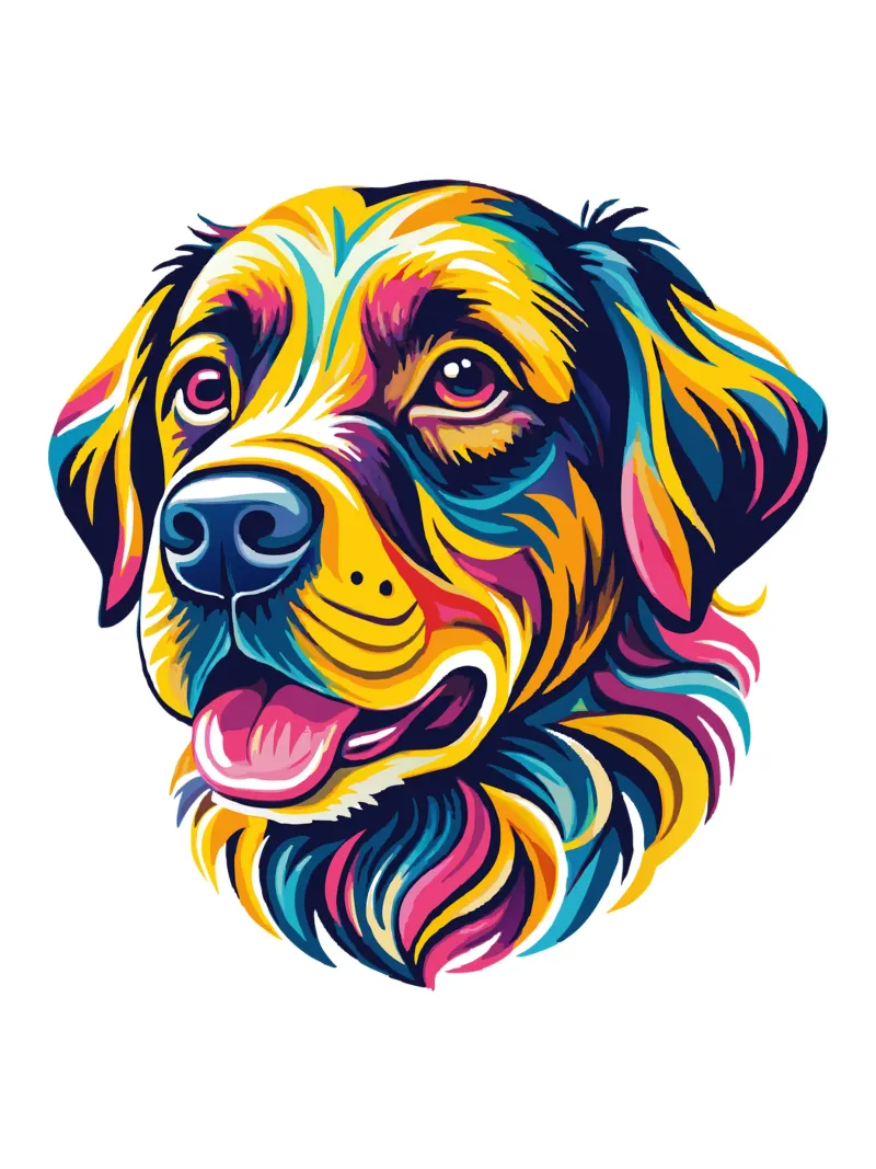 Illustrazione di ritratto di cane vivace - Animale domestico colorato e giocoso pannello forex da Artnesia