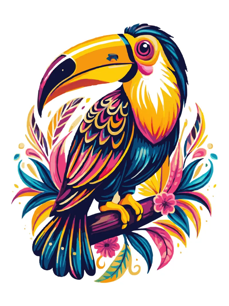 Toucan Illustration - Colorful and Exotic Tropical Bird Art pellicola backlit da Artnesia
