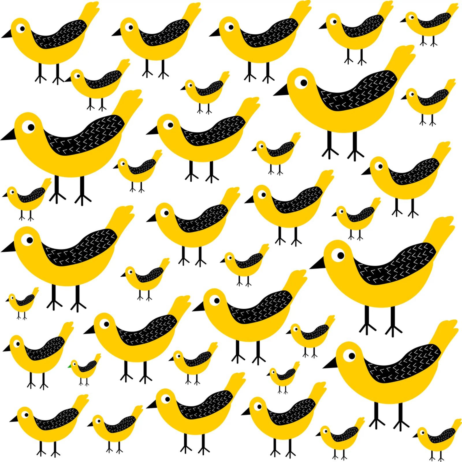 Yellow birds pattern pellicola backlit da baobabprintstore