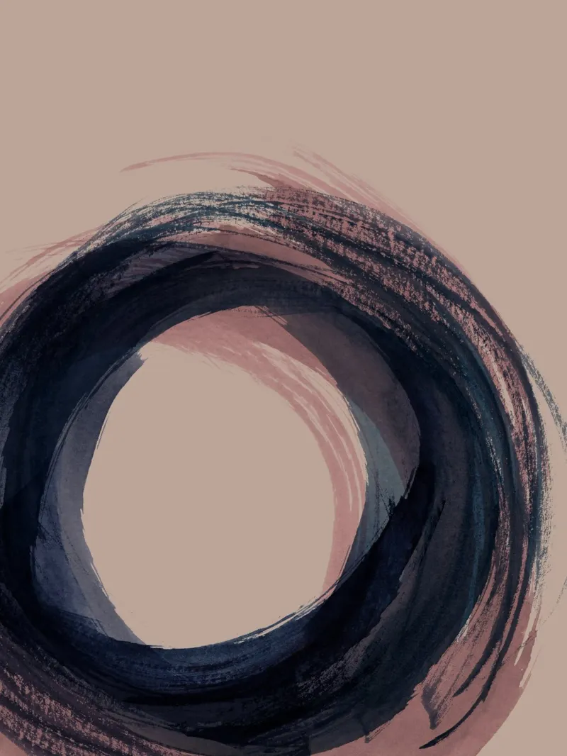 Strokes 5C | Enso Circle Abstract | Dark Blue Indigo & Rose carta hahnemühle da sabidussi