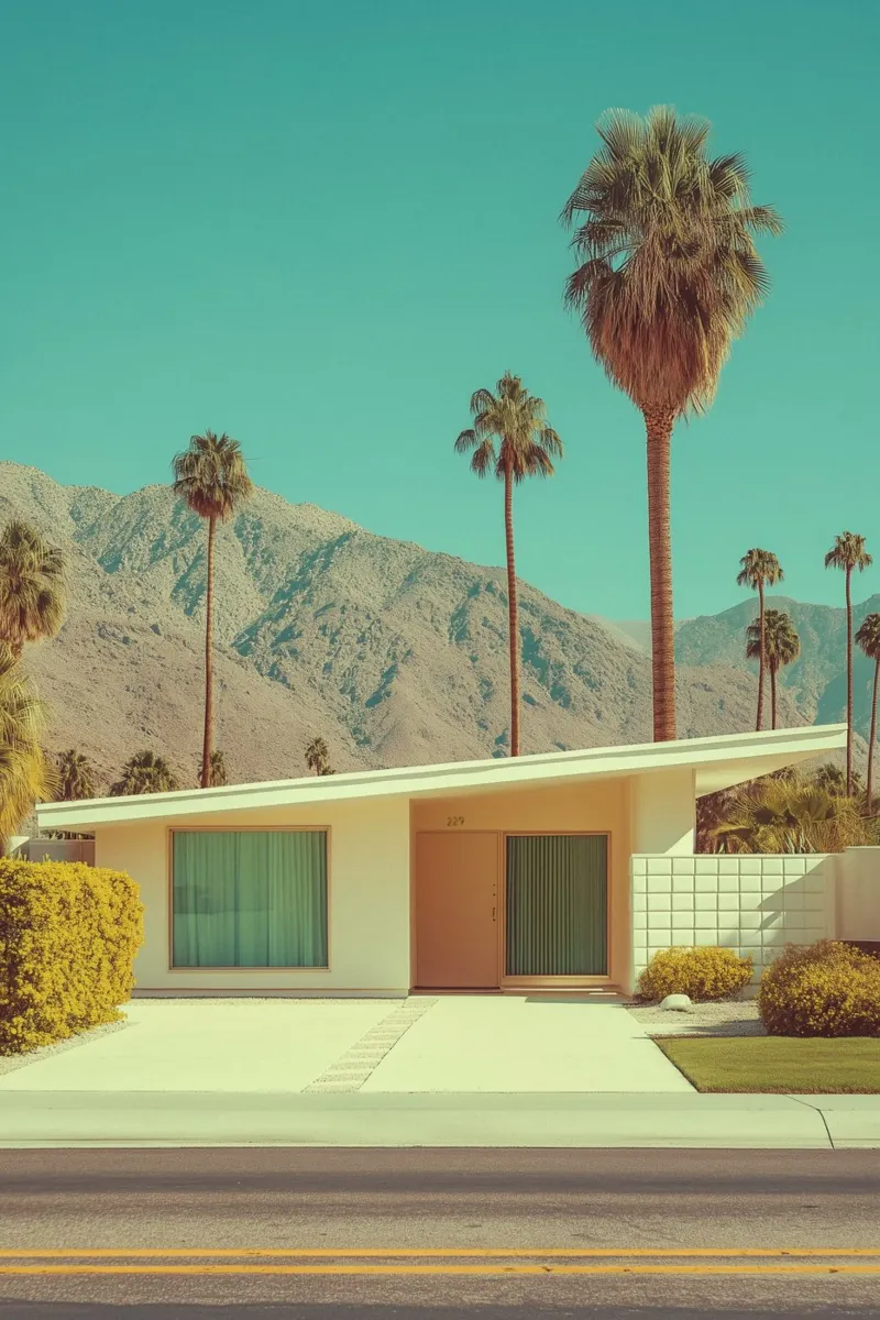 Bungalow retrò di Palm Springs pellicola backlit da Carinaprint
