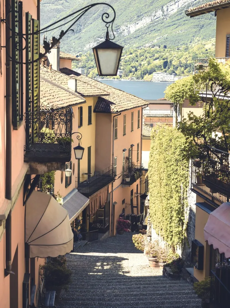 Romantic alley by the lake - Italian idyll mural forex plate by Whole©