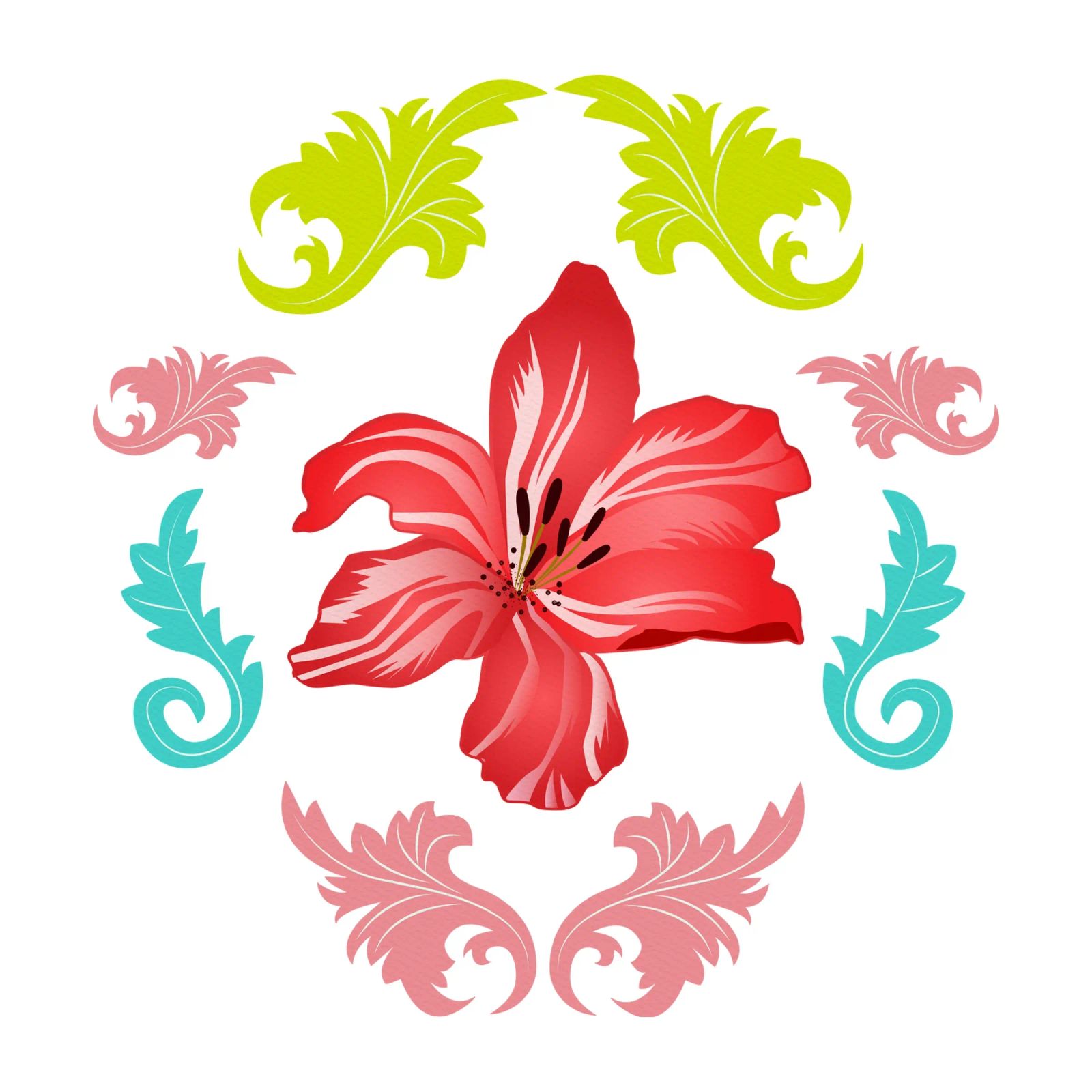 Lilies modern on turquoise. Playful, decorative pattern. canvas by CalliLetters