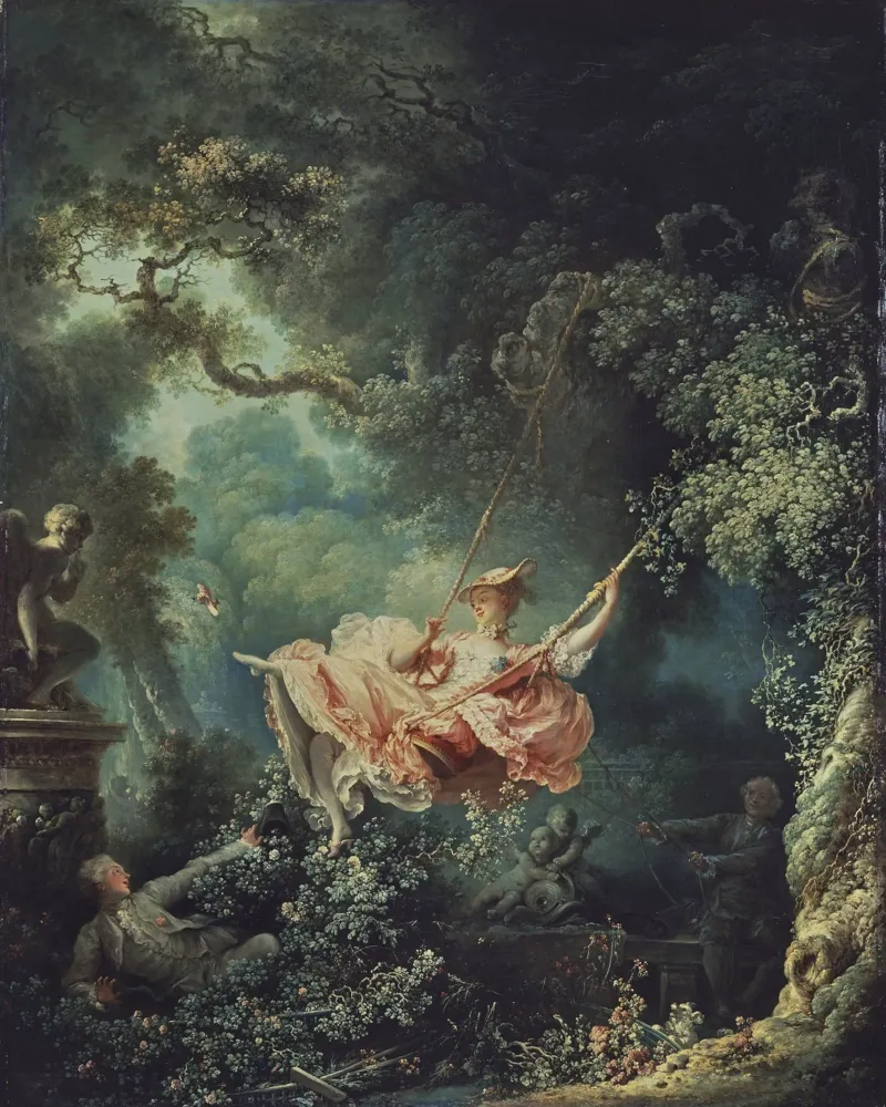 Jean-Honore Fragonard - L'altalena poster con telaio in legno da William Store