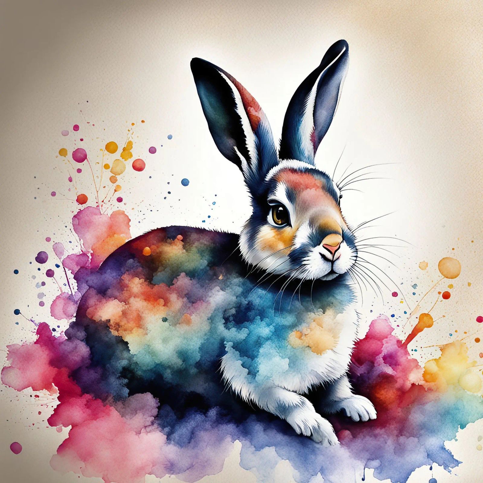 Kaninchen Aquarelltechnik Poster von ARTVI-SHOP