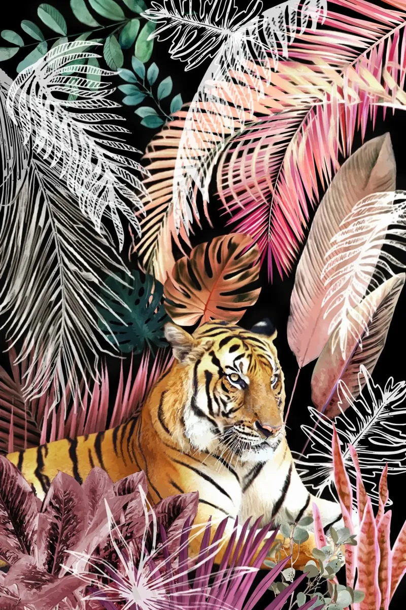 Jungle Tijger 01 canvas met Baklijst van amini54