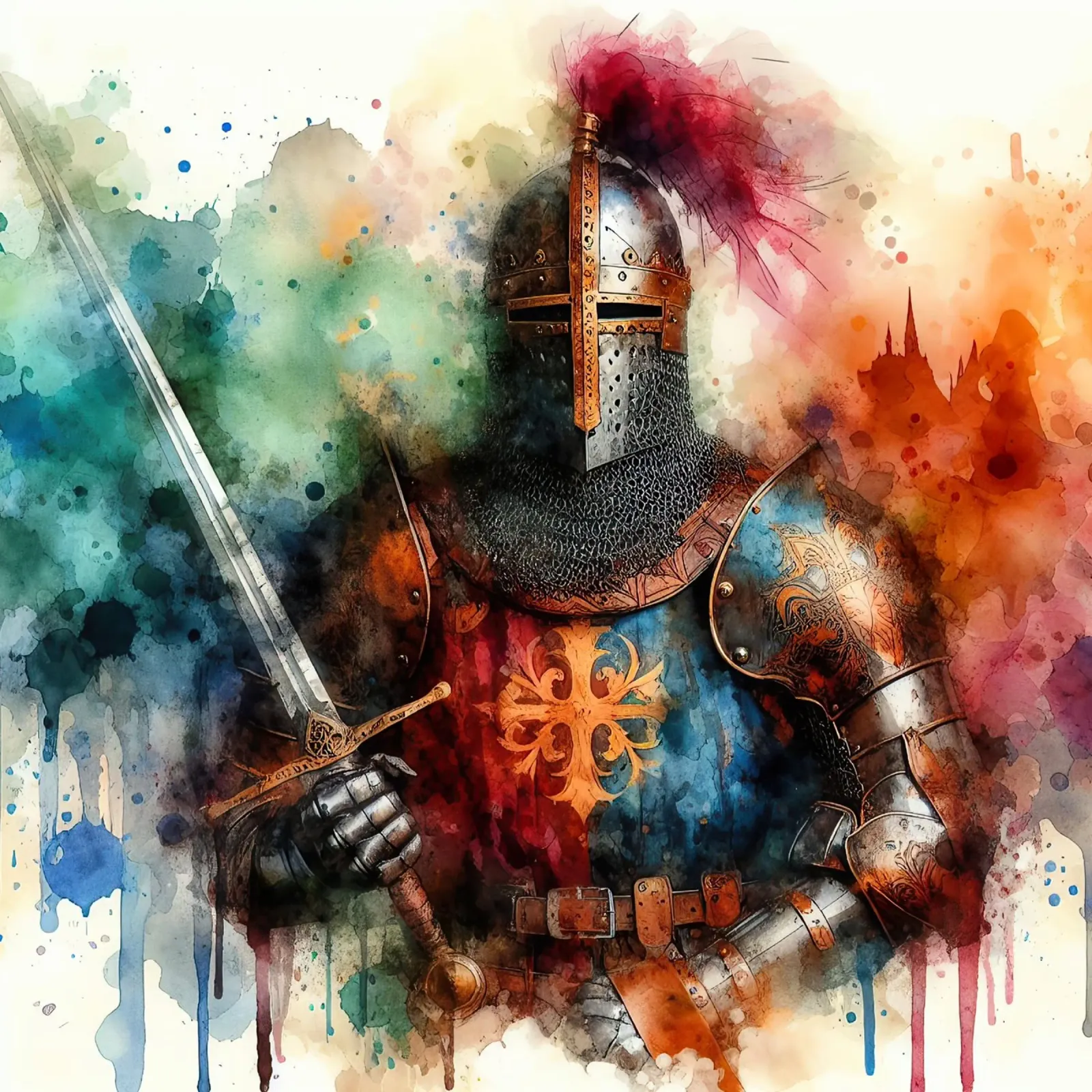Krijger uit de middeleeuwen acryl van ARTVI-SHOP