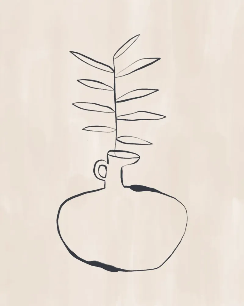 Olive Vase alu-dibond by Ivy Green Illustrations