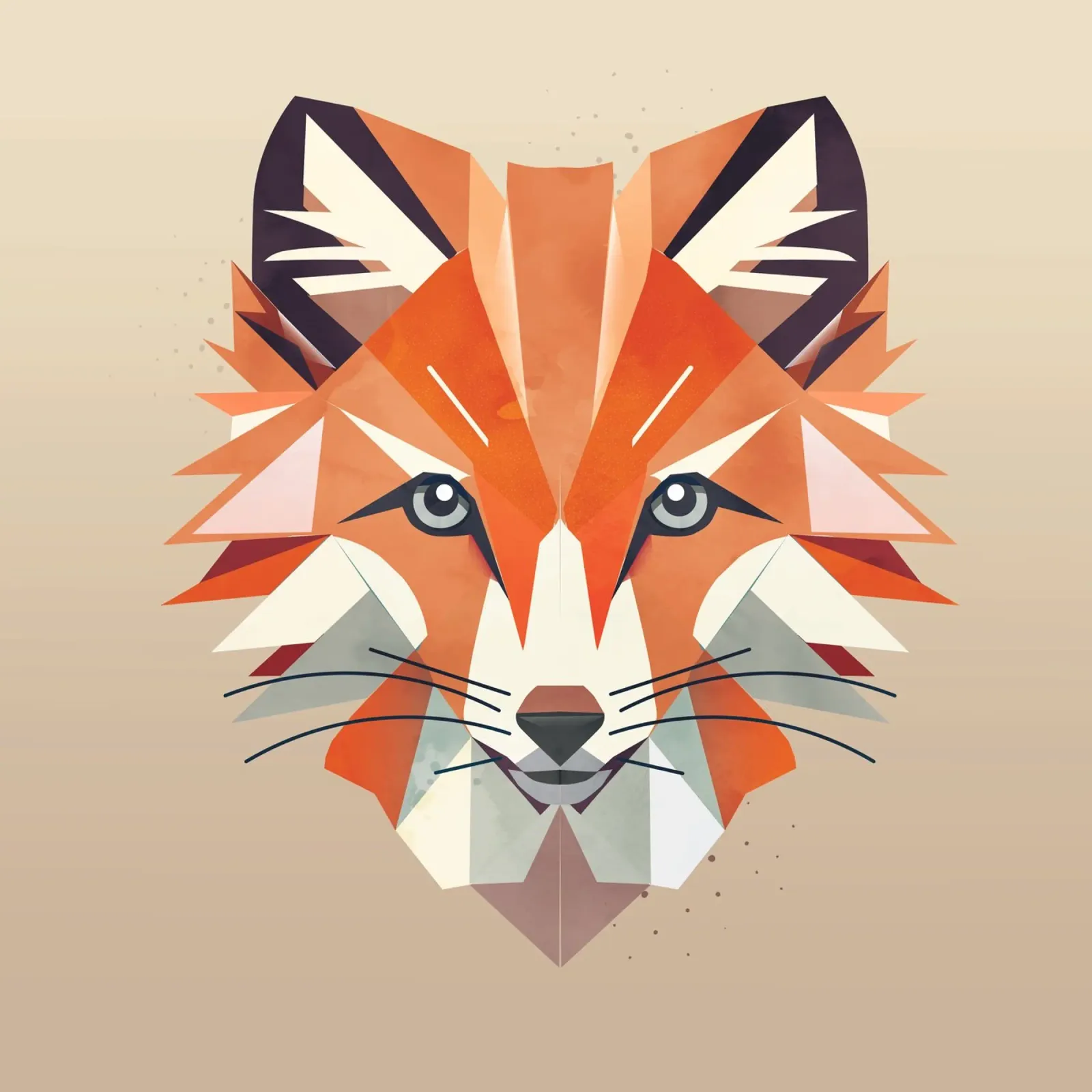 Faszinierender geometrischer Fuchs in warmen Farben Hahnemühle von namosh