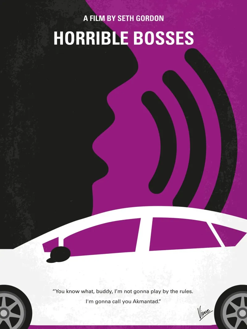 No892 My Horrible Bosses minimal movie poster poster con telaio in alluminio da Chungkong
