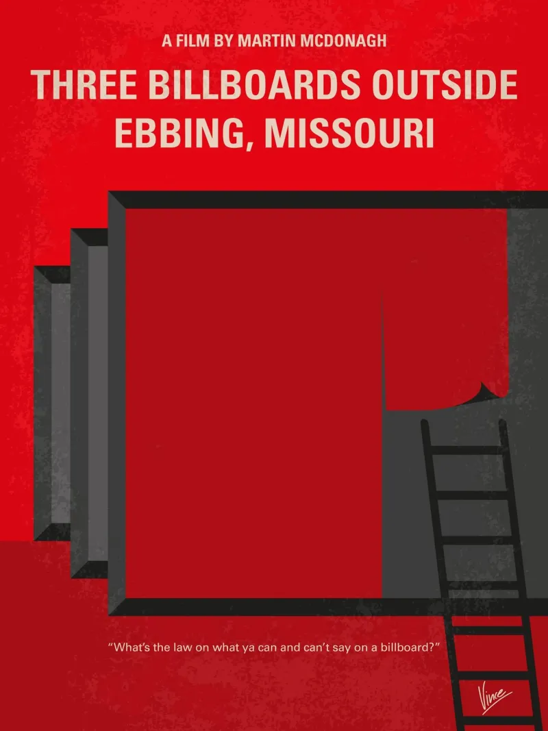 No900 My Three Billboards minimal movie poster poster con telaio in alluminio da Chungkong
