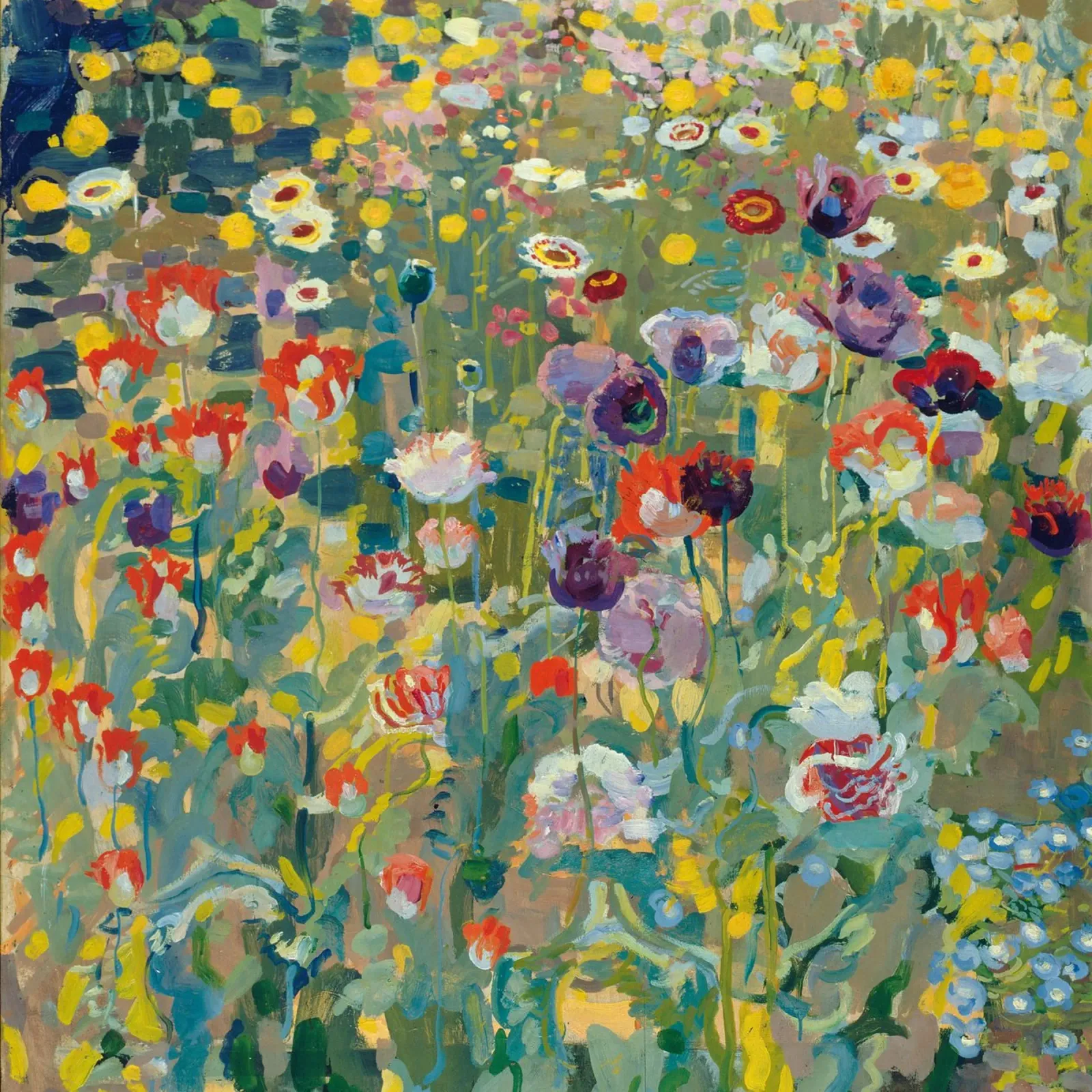 Erich Kuithan - Campo di papaveri poster con telaio in legno da ARTOTHEK