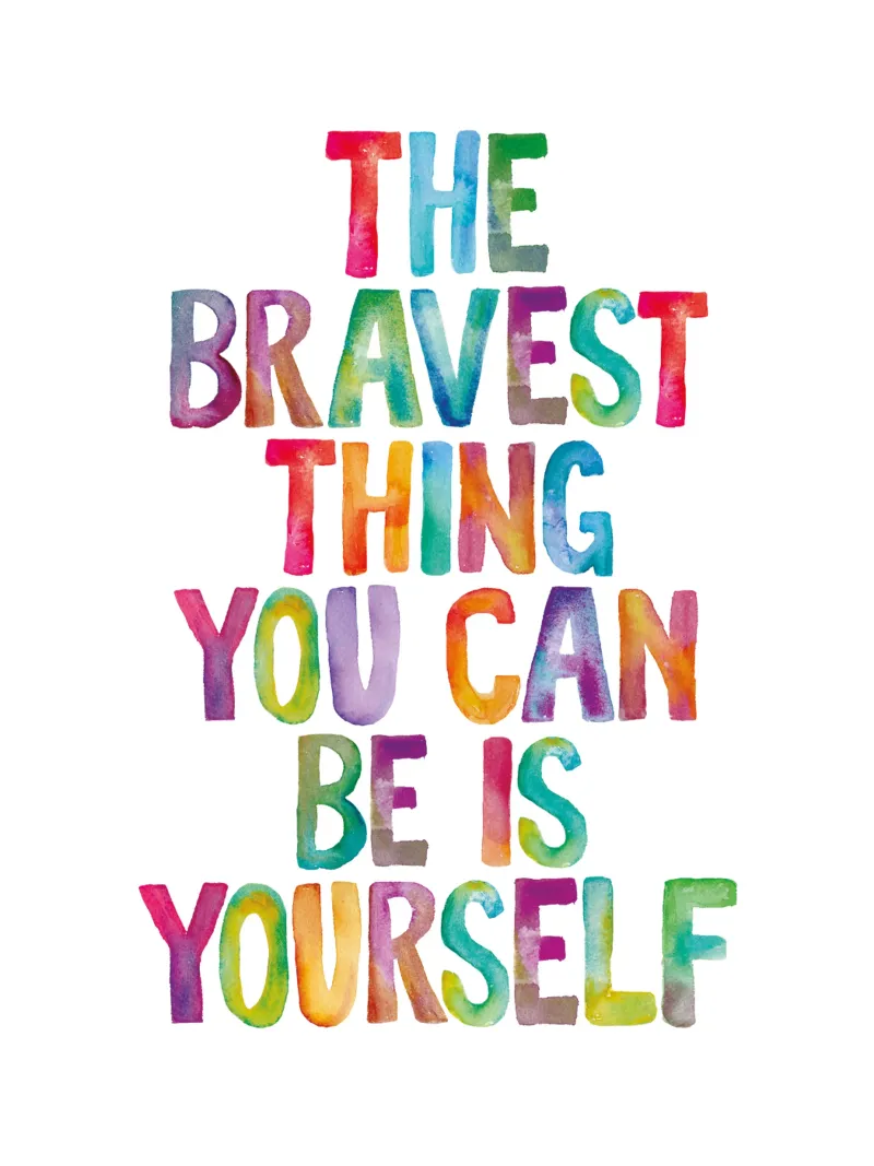 The Bravest Thing You Can Be is Yourself Regenbogen Design canvas by THE MOTIVATED TYPE