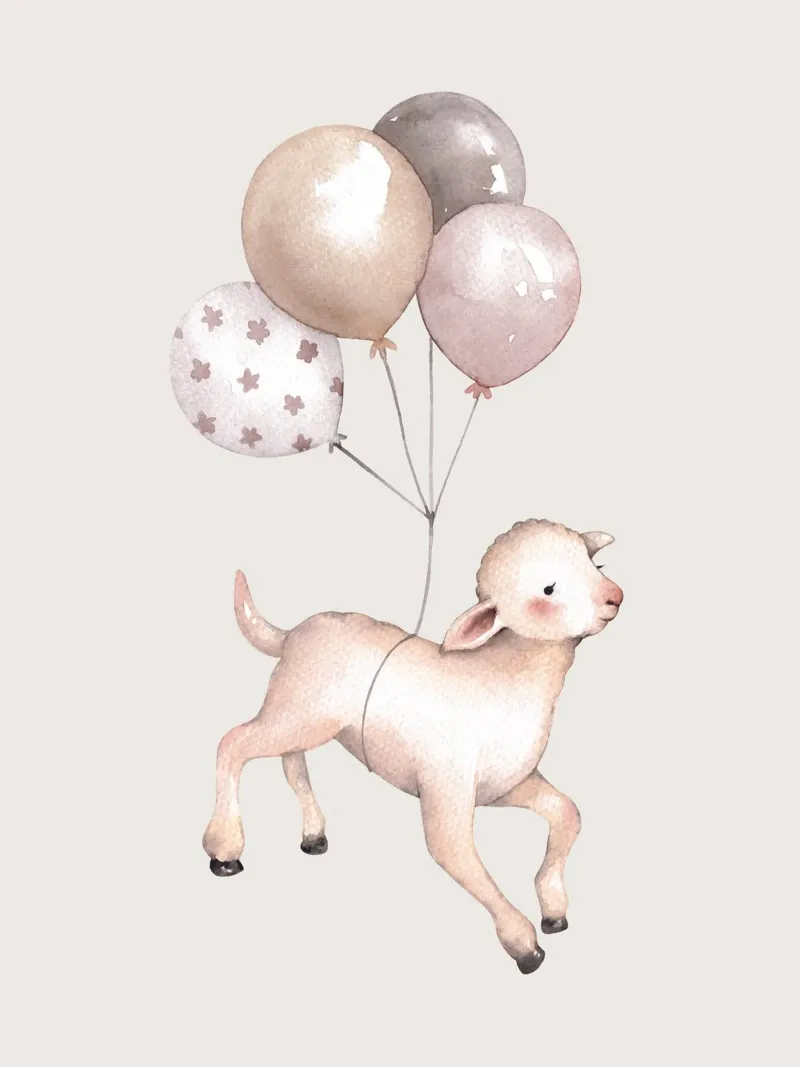 Agnello con palloncini - Design giocoso per bambini pellicola backlit da Whole©