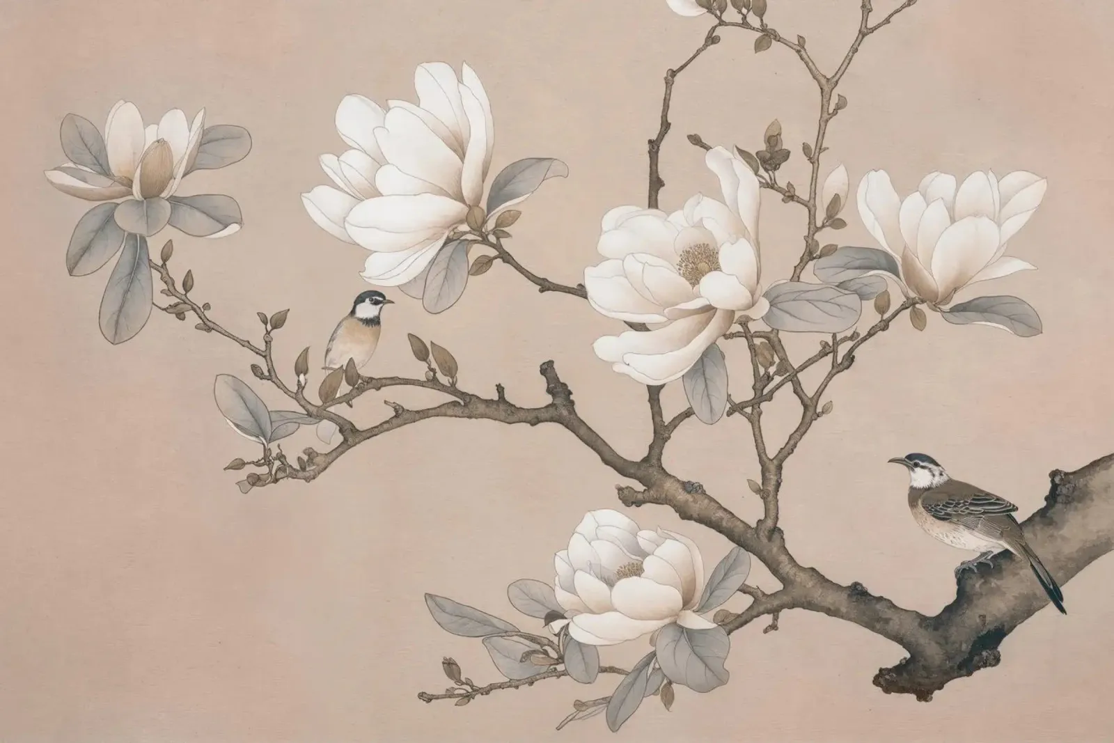 Chinoiserie Magnolia And Bird pellicola backlit da Andrea Haase Vintage World