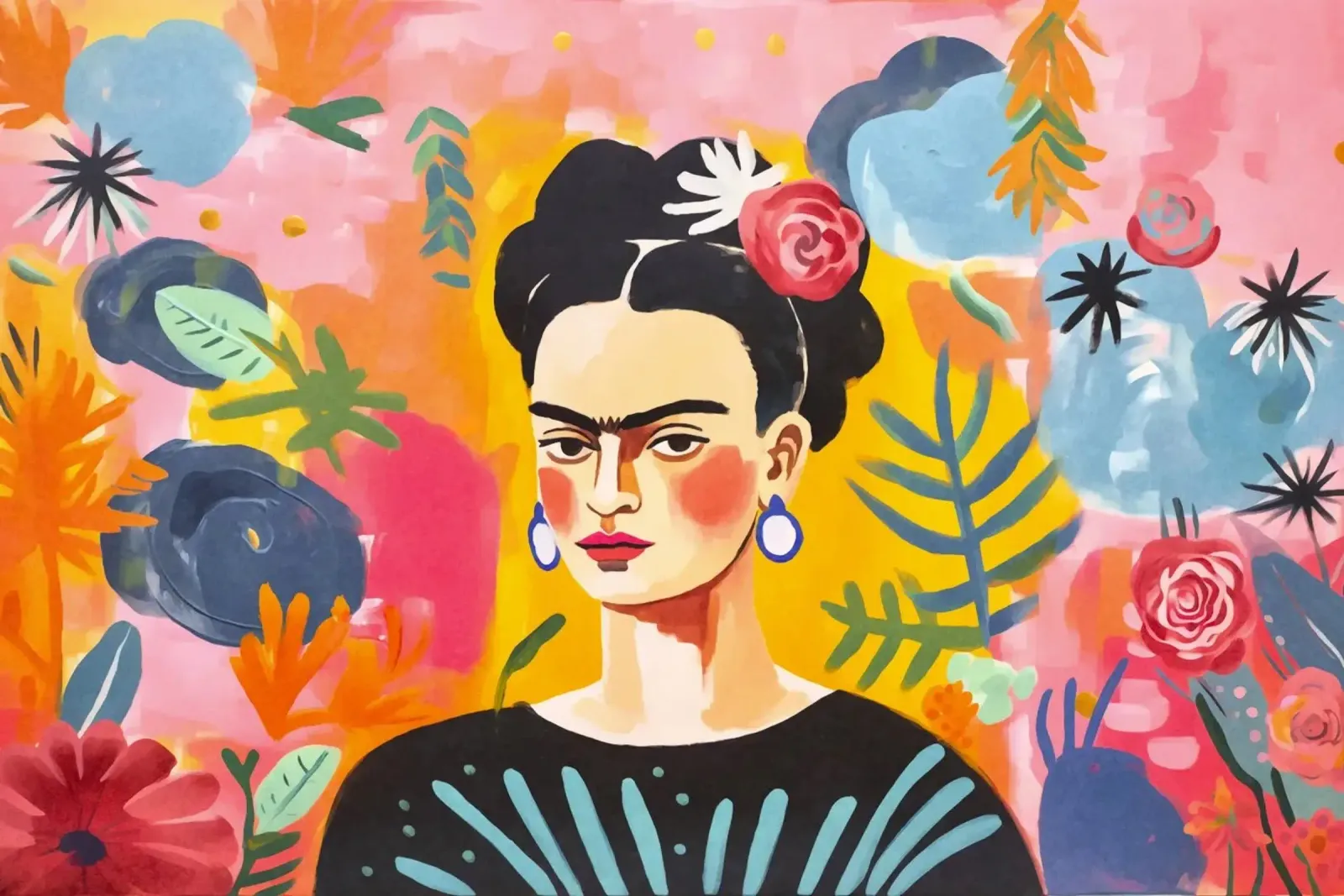Omaggio al coraggio Ritratto di artista messicano poster con telaio in plastica da Andrea Haase Modern Home