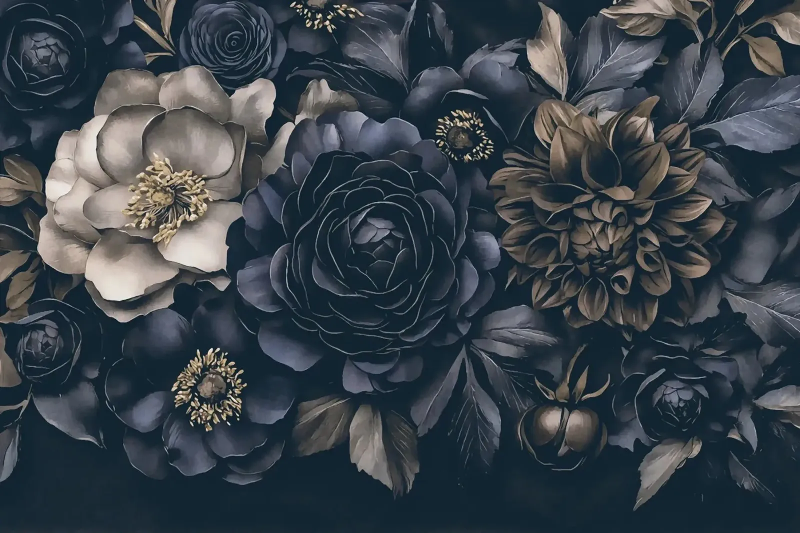 Bouquet barocco blu notte carta hahnemühle da Andrea Haase Floral Passion