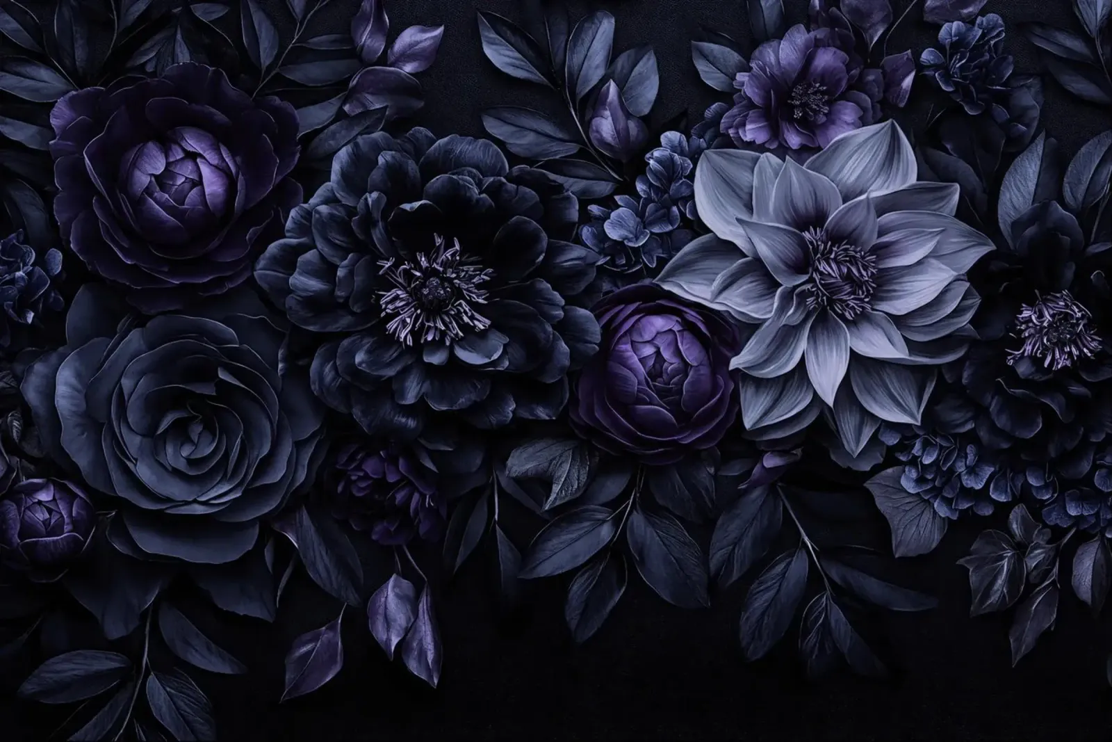 Fiori barocchi e lunatici Vibrazioni vellutate Blu prugna carta hahnemühle da Andrea Haase Floral Passion