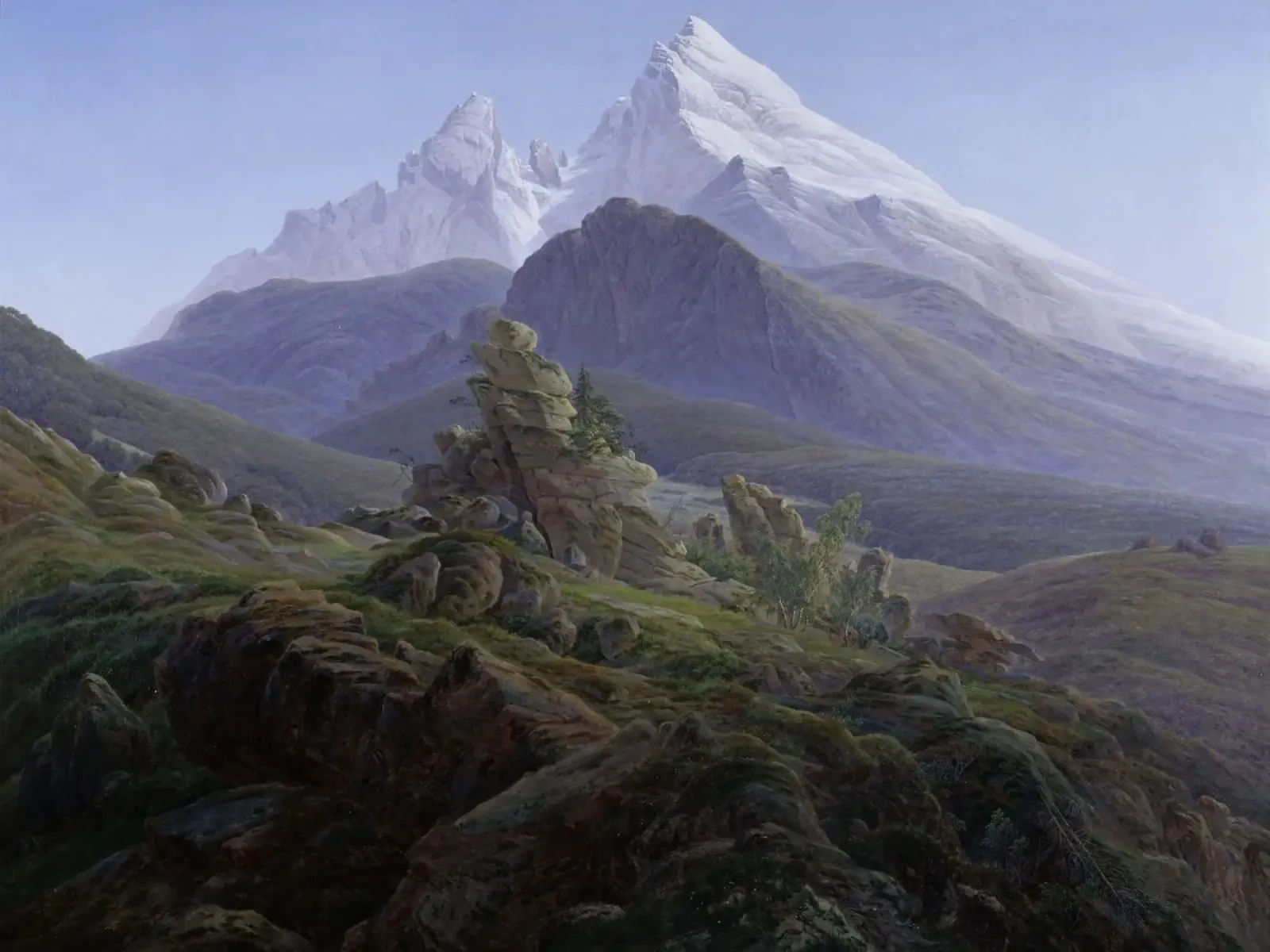 Caspar David Friedrich - Il Watzmann pellicola backlit da Timeless Artworks