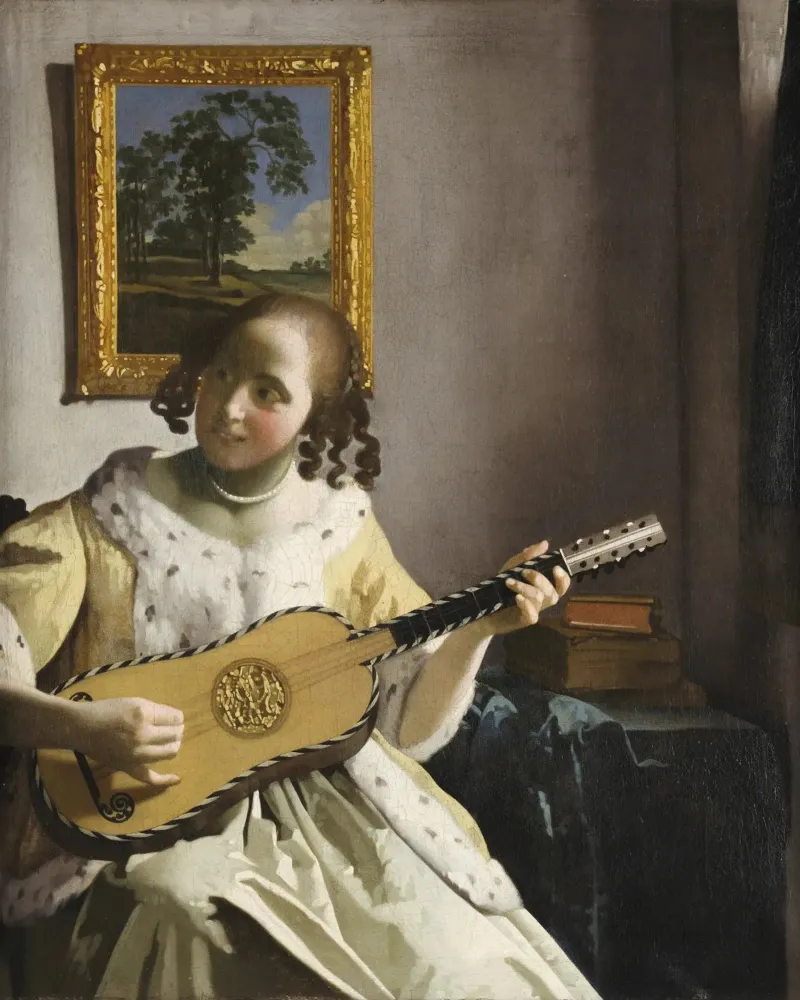 Johannes Vermeer - Il suonatore di chitarra (1672) pellicola backlit da Timeless Artworks