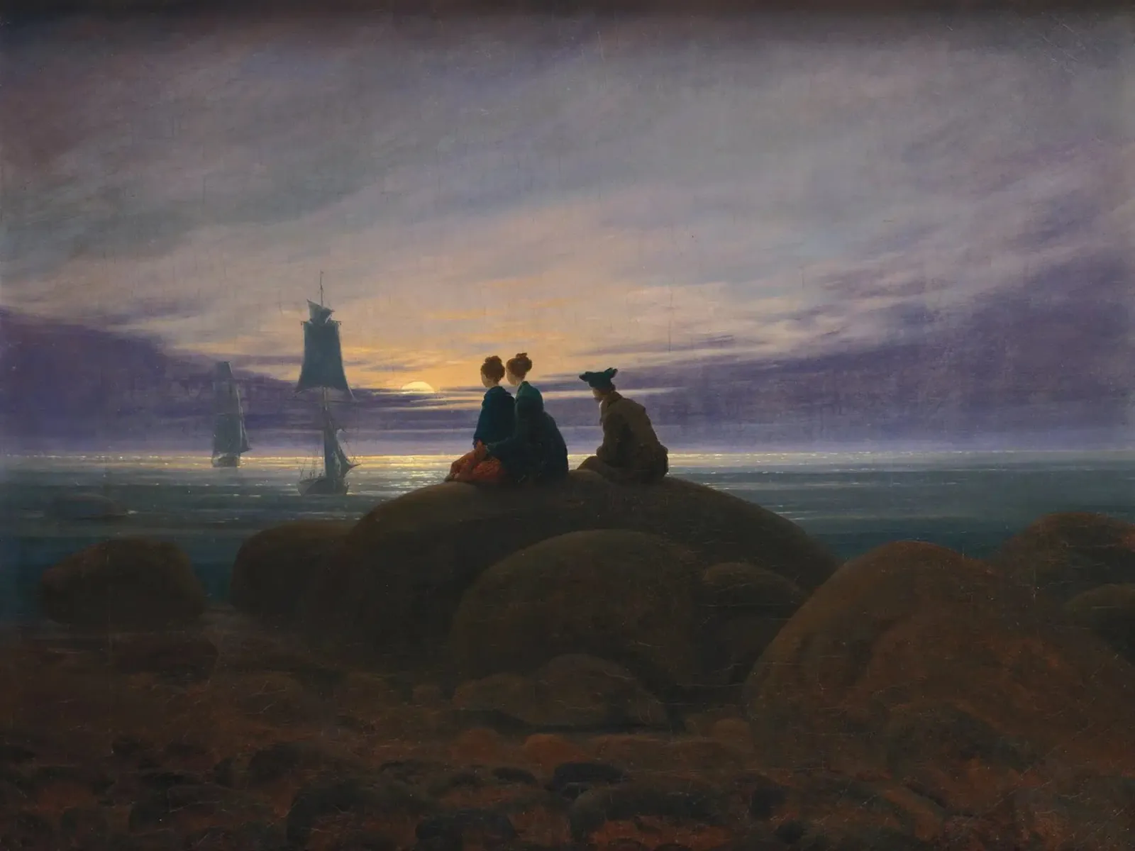 Caspar David Friedrich - Il sorgere della luna sul mare pellicola backlit da Timeless Artworks