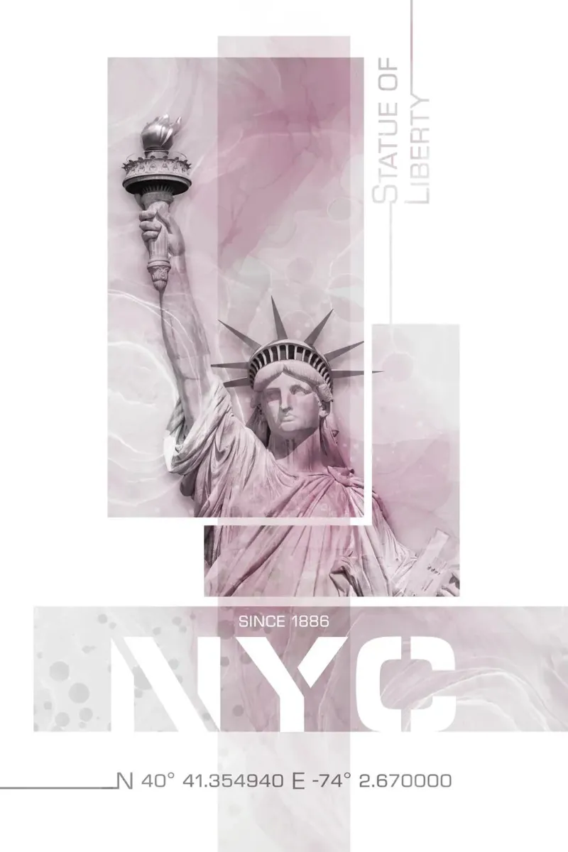 NYC Statua della Libertà | Marmo rosa alluminio dibond da Melanie Viola
