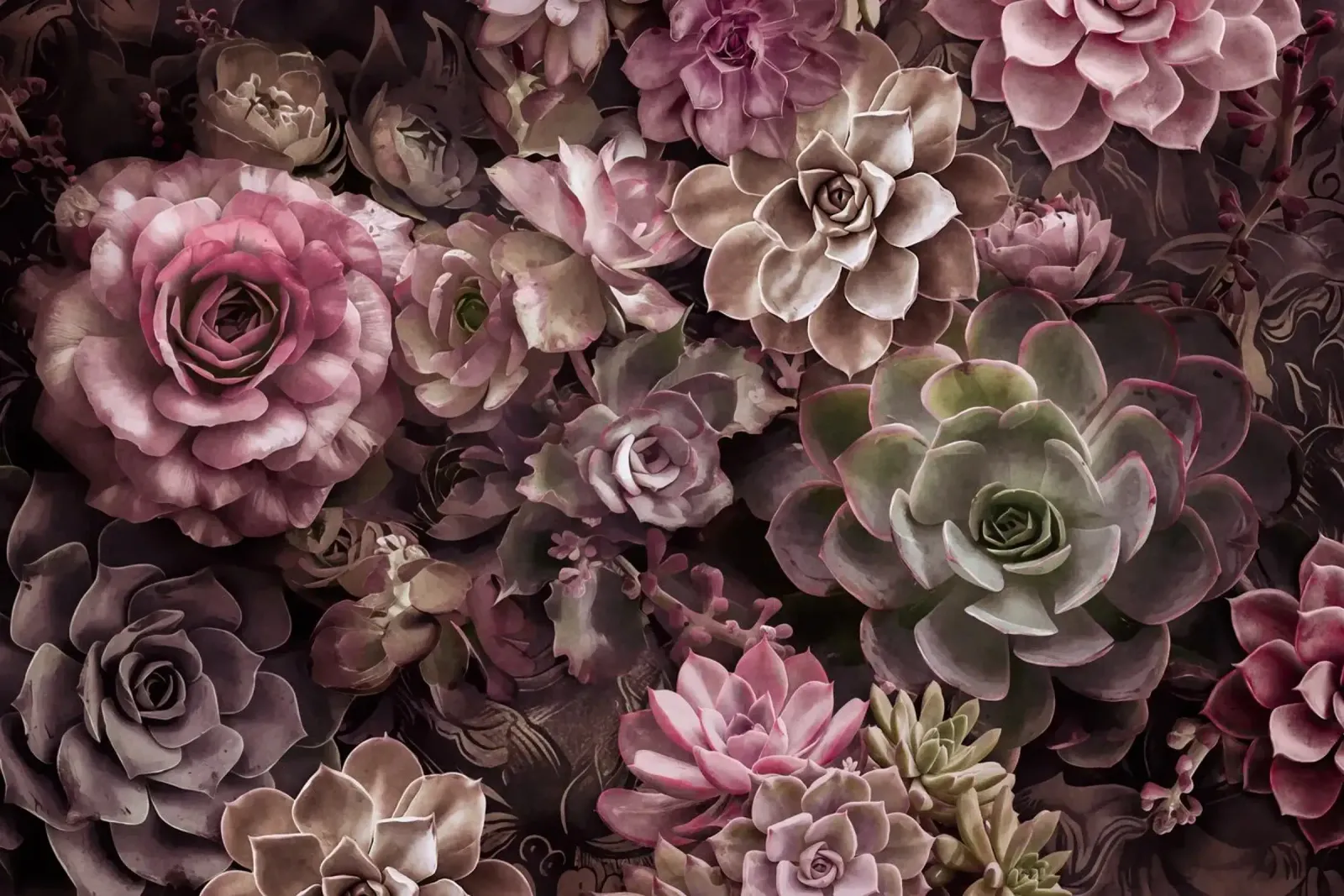 Desert Garden Moody Flowers And Succulent hahnemühle by Andrea Haase Floral Passion