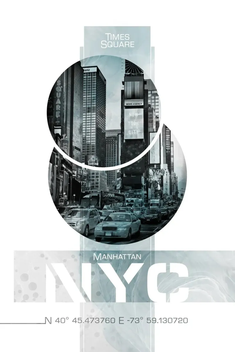 Poster Art NYC Times Square | Marmo turchese poster con telaio in alluminio da Melanie Viola