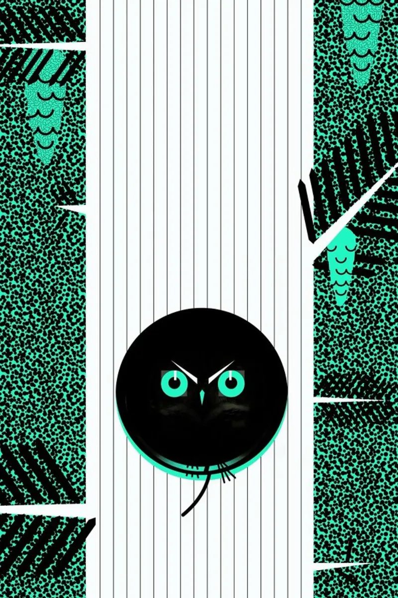 Polka Dot Owl poster con telaio in legno da Birgit Palma
