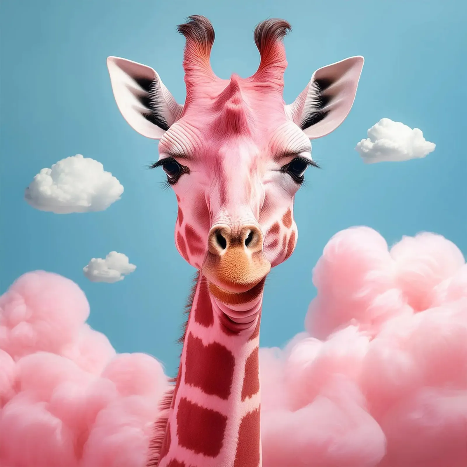 Surreale giraffa rosa con nuvole Stampa d'arte | Animali unici plexiglass da FlexiDesignsByK