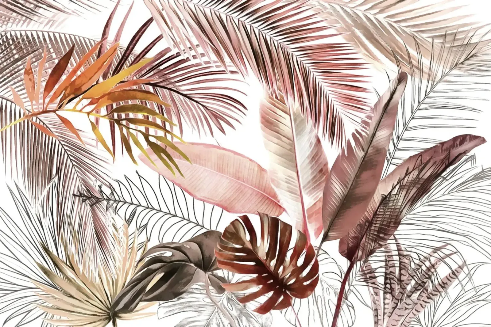 Fogliame tropicale 03 poster con telaio in alluminio da amini54