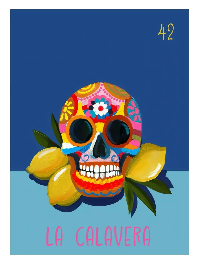 42 La Calavera The Skull poster con telaio in alluminio da cafelab
