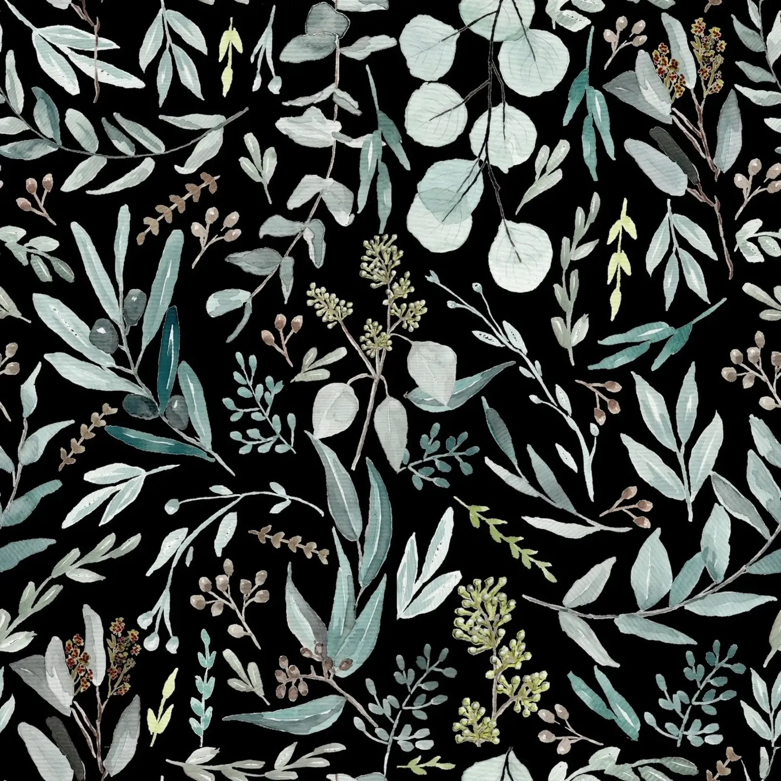 Black Eucalyptus Leaves Pattern pellicola backlit da anisillustration
