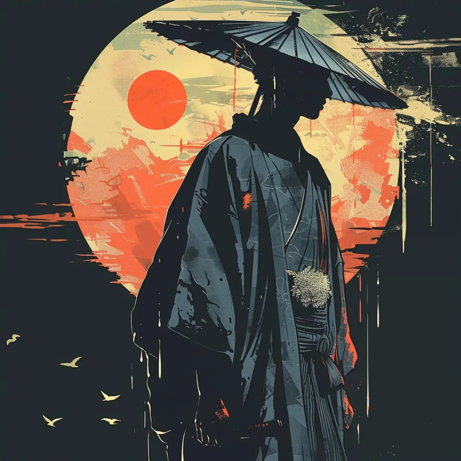 Samurai Poster mit Aluminium Rahmen von pixel