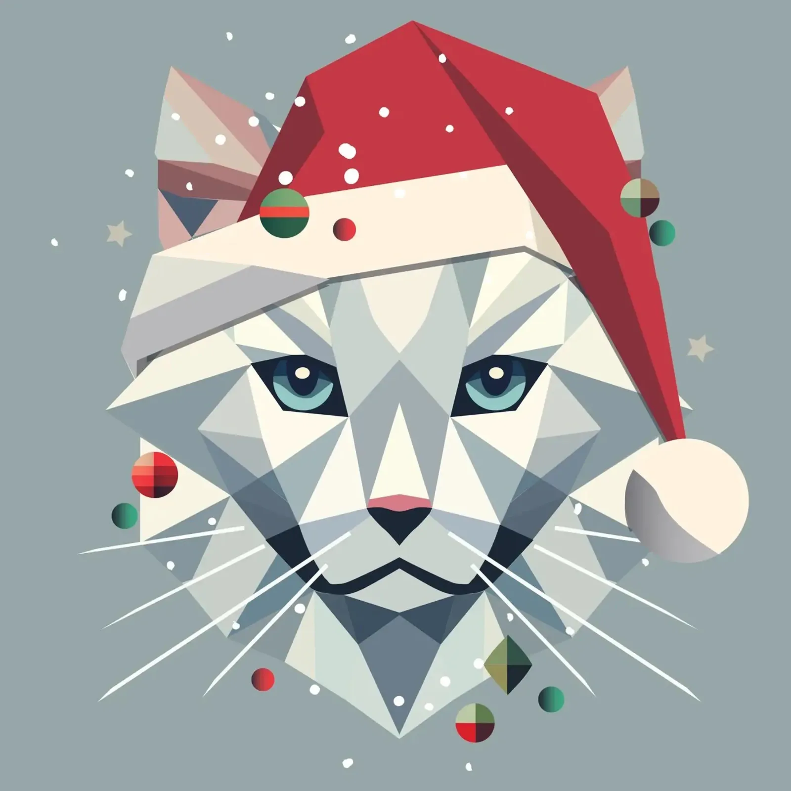 Arte del gatto di Natale in stile geometrico moderno carta hahnemühle da namosh