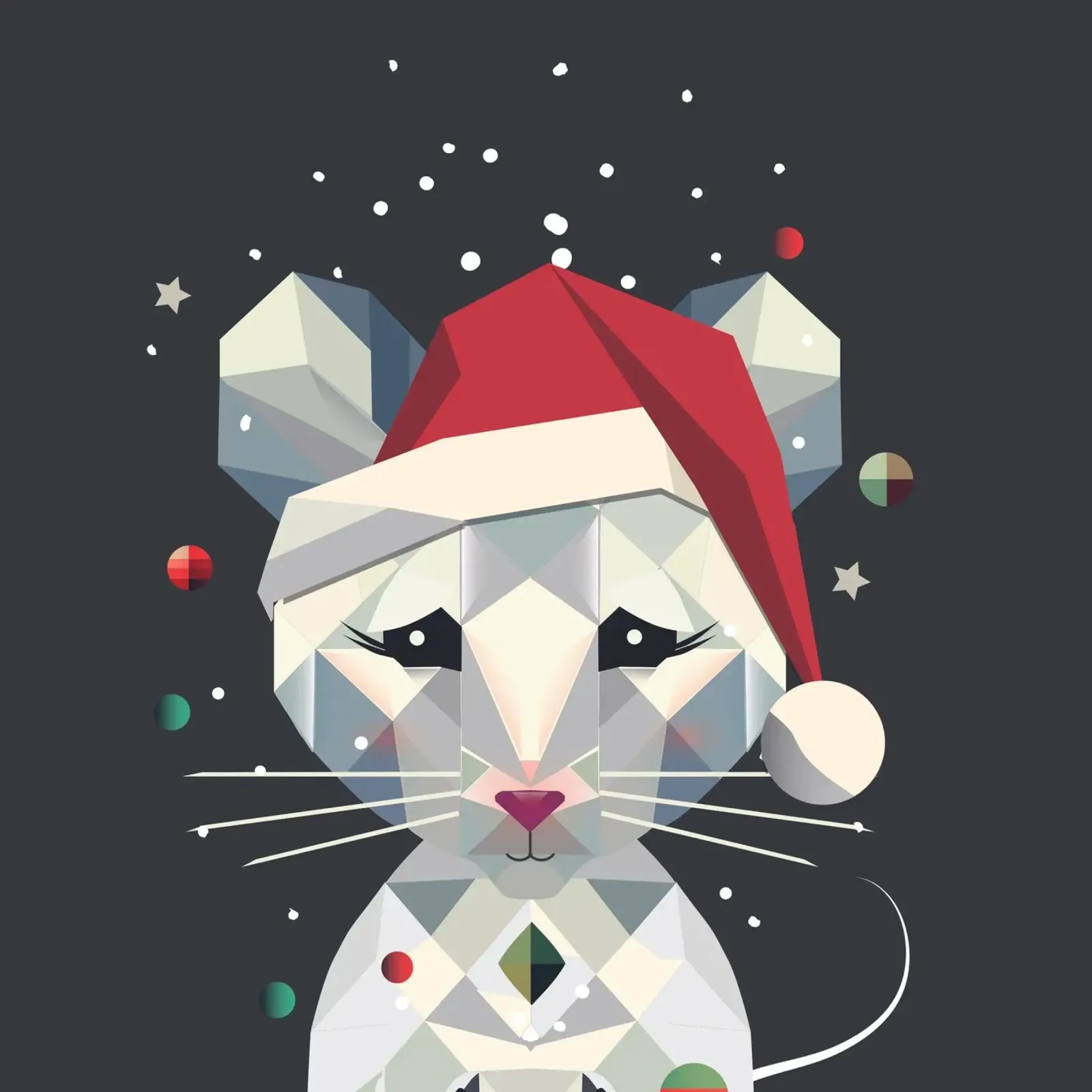 Feestelijke sneeuwmuis in een geometrisch kerstontwerp canvas van namosh