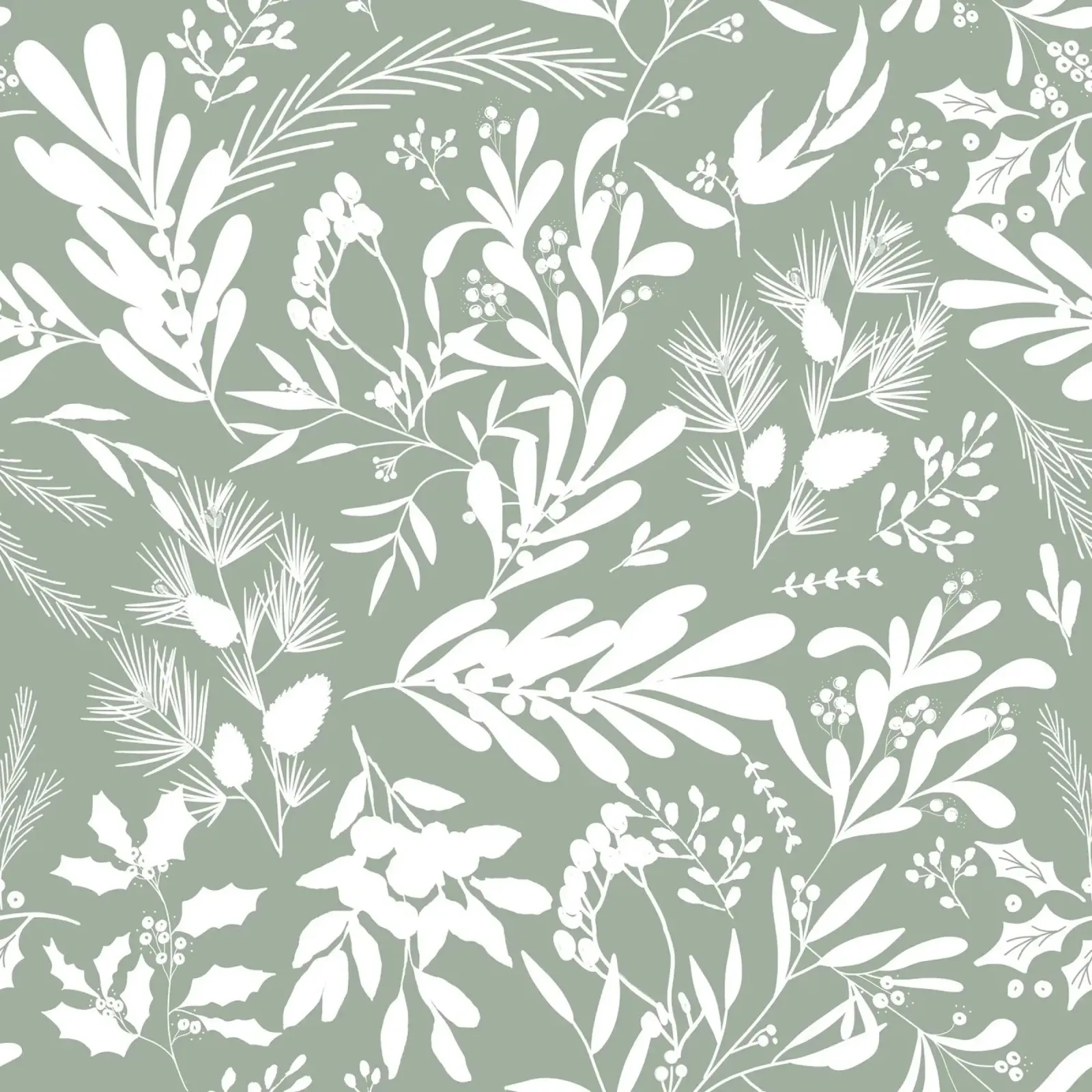 Christmas Botanical Light Green canvas by anisillustration