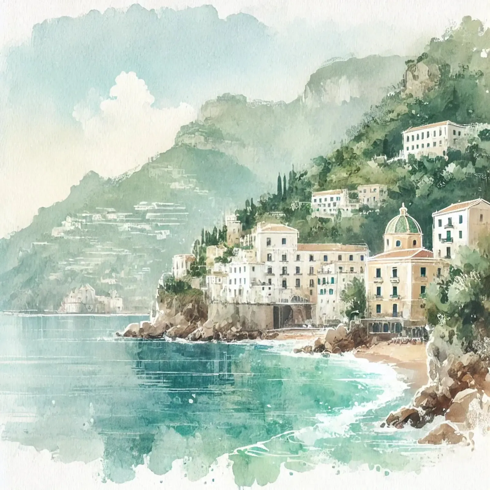Costiera Amalfitana II poster con telaio in plastica da Travel with Chris
