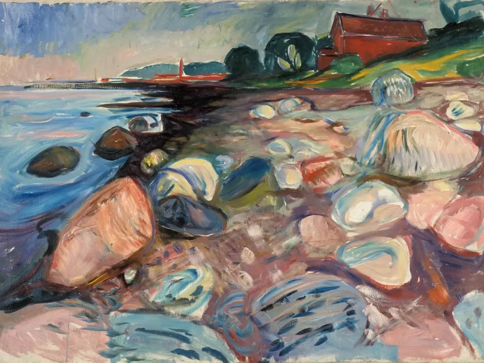 Edvard Munch - Riva con Casa Rossa pellicola backlit da Timeless Artworks