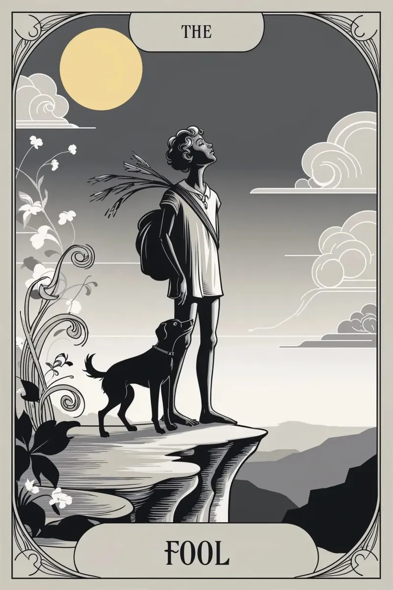 The Fool – The Wanderer’s Call Poster mit Holzrahmen von Mystique & Muse