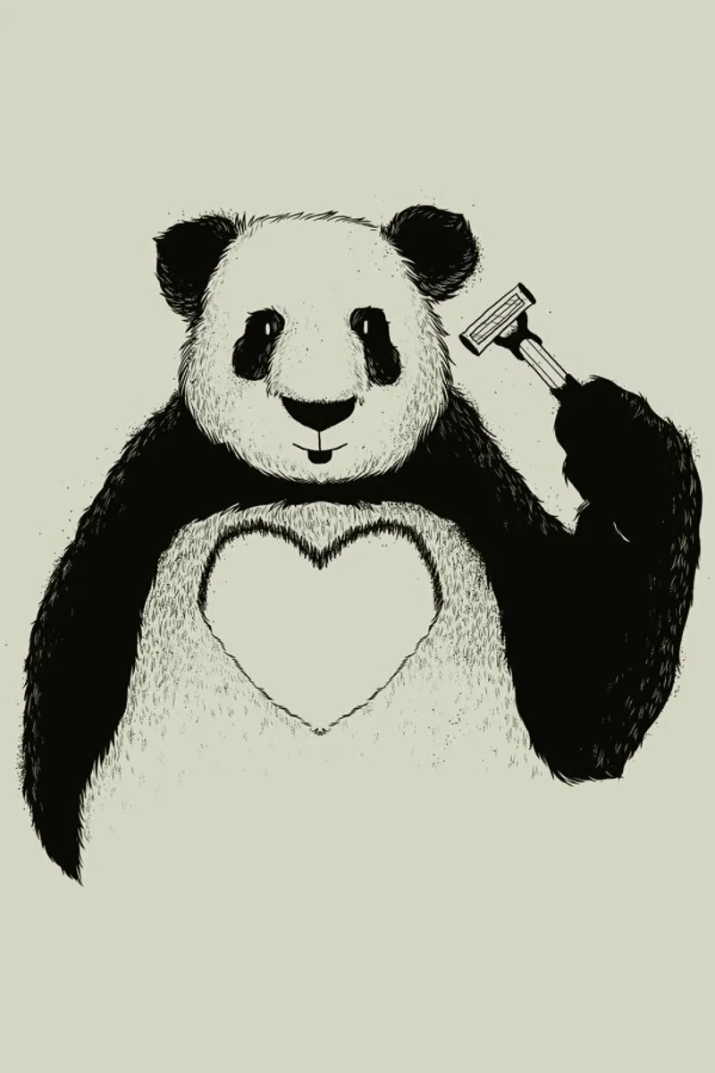 Panda Love poster met aluminium frame van Tobe Fonseca