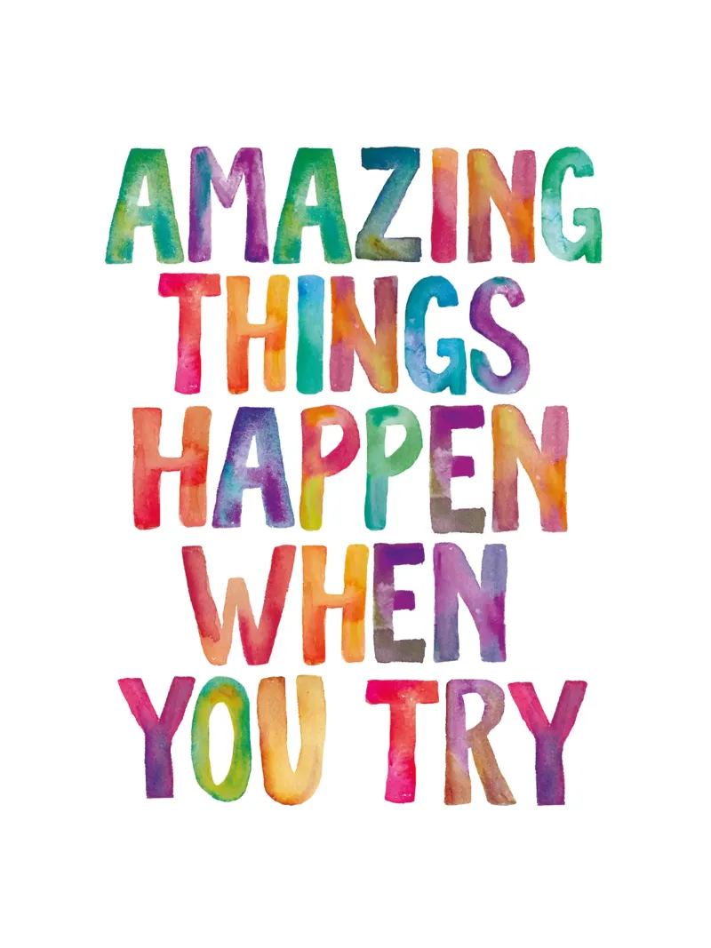 Amazing Things Happen When You Try Rainbow Typography canvas by THE MOTIVATED TYPE
