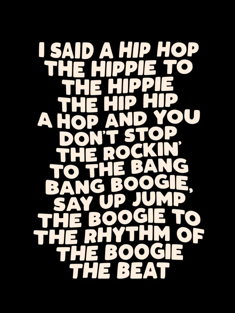 Testi Hip Hop Design tipografico in bianco e nero pellicola backlit da THE MOTIVATED TYPE