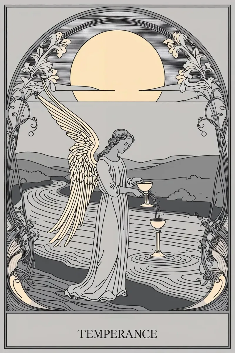 Temperance Tarotkaart - Beschermer van het Evenwicht backlit folie van Mystique & Muse