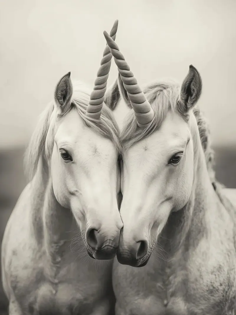 Coppia di unicorni innamorati poster con telaio in legno da Autofocus